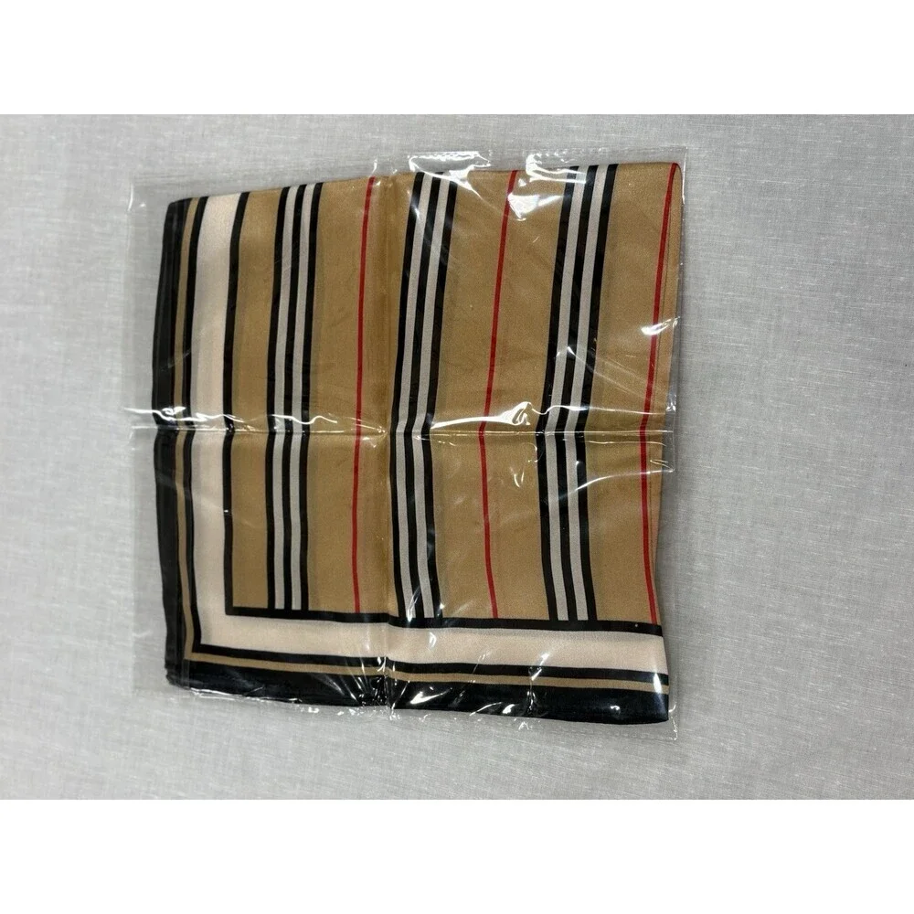 Women’s 100% Silk Multicolored Striped Scarf 20” x 20”